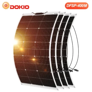 DOKIO 4PCS 100W solar panel 18V monocrystalline flexible panels suitable for camping, RV installation can charge 12V batteries
